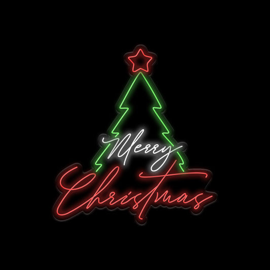 Merry Christmas Tree Neon Sign