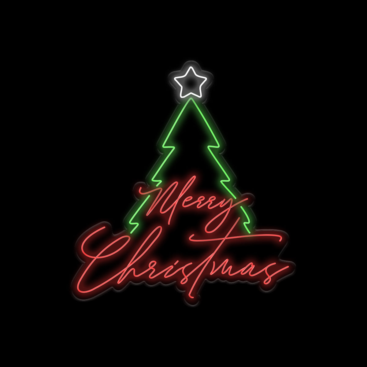 Merry Christmas Tree Neon Sign