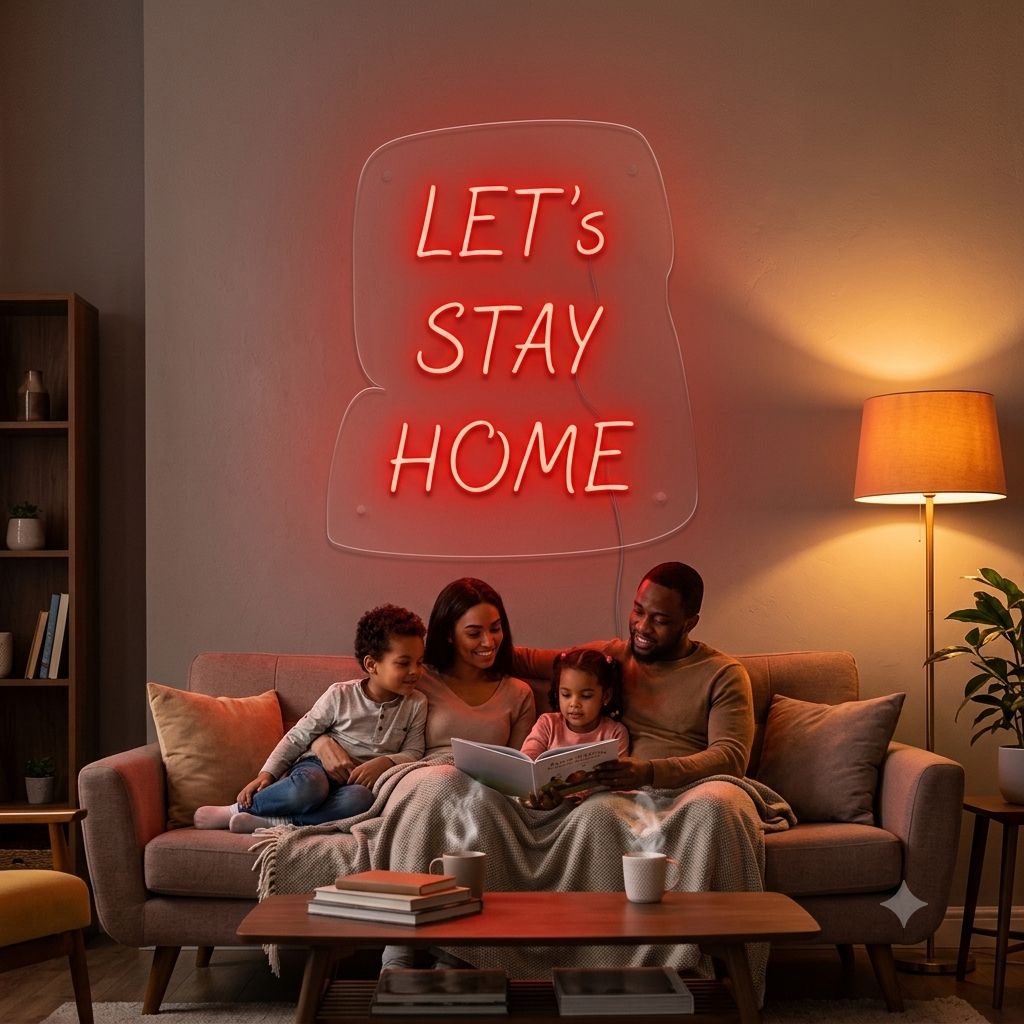 Let's Stay Home Neon Sign