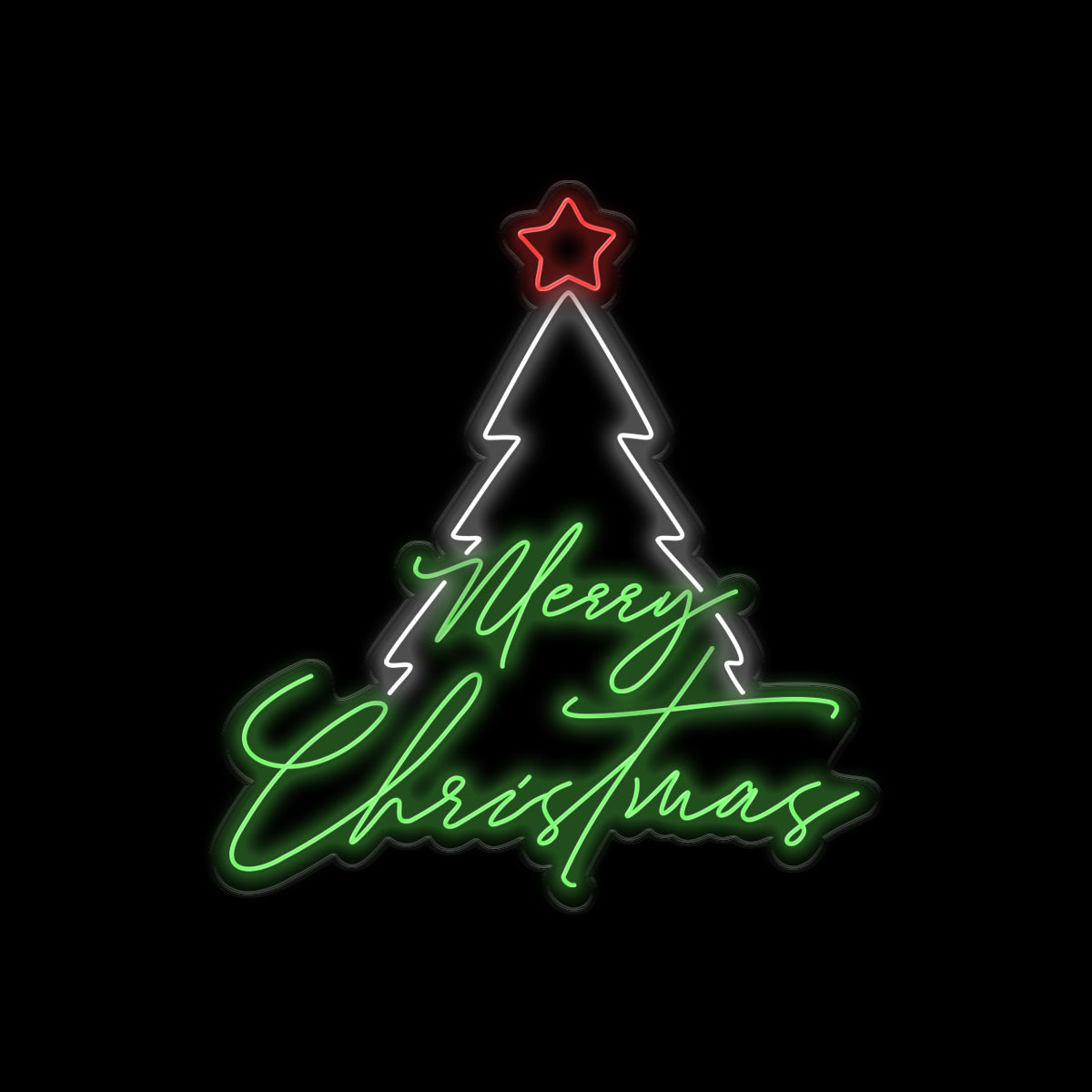 Merry Christmas Tree Neon Sign