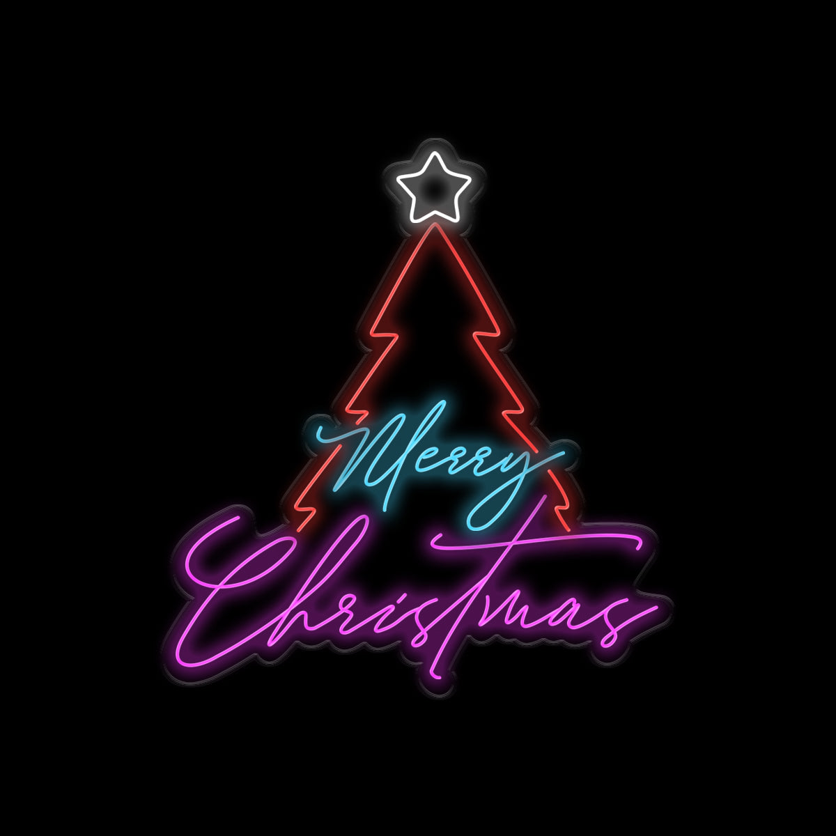 Merry Christmas Tree Neon Sign