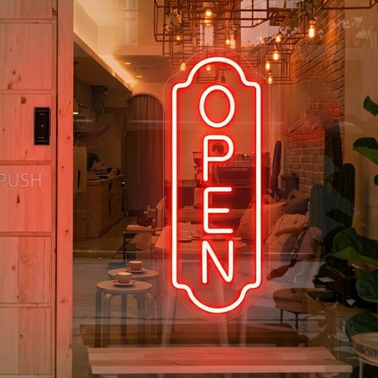 Open with Border Neon Sign