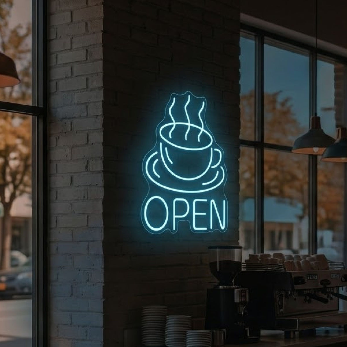 Open with Coffee Neon Sign