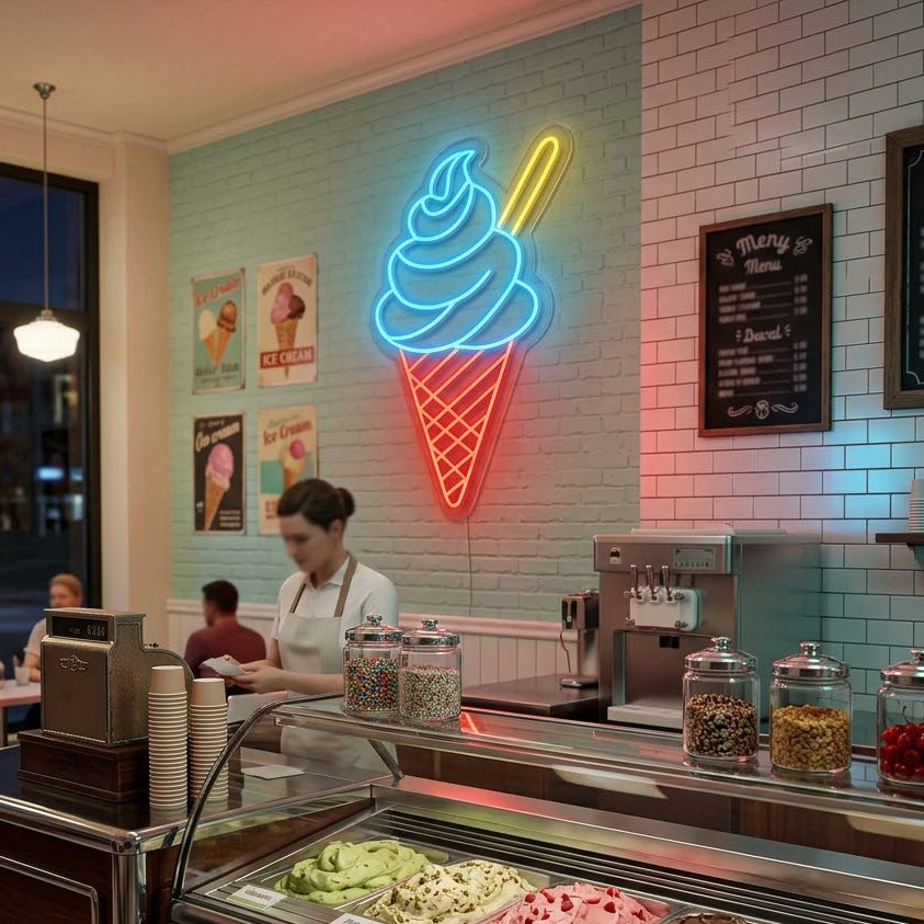 Ice Cream Cone Neon Sign