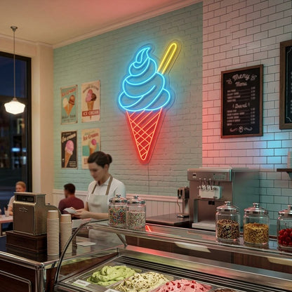 Ice Cream Cone Neon Sign