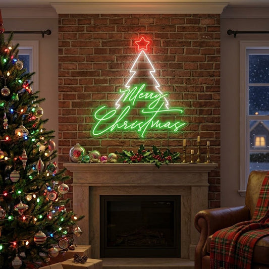 Merry Christmas Tree Neon Sign